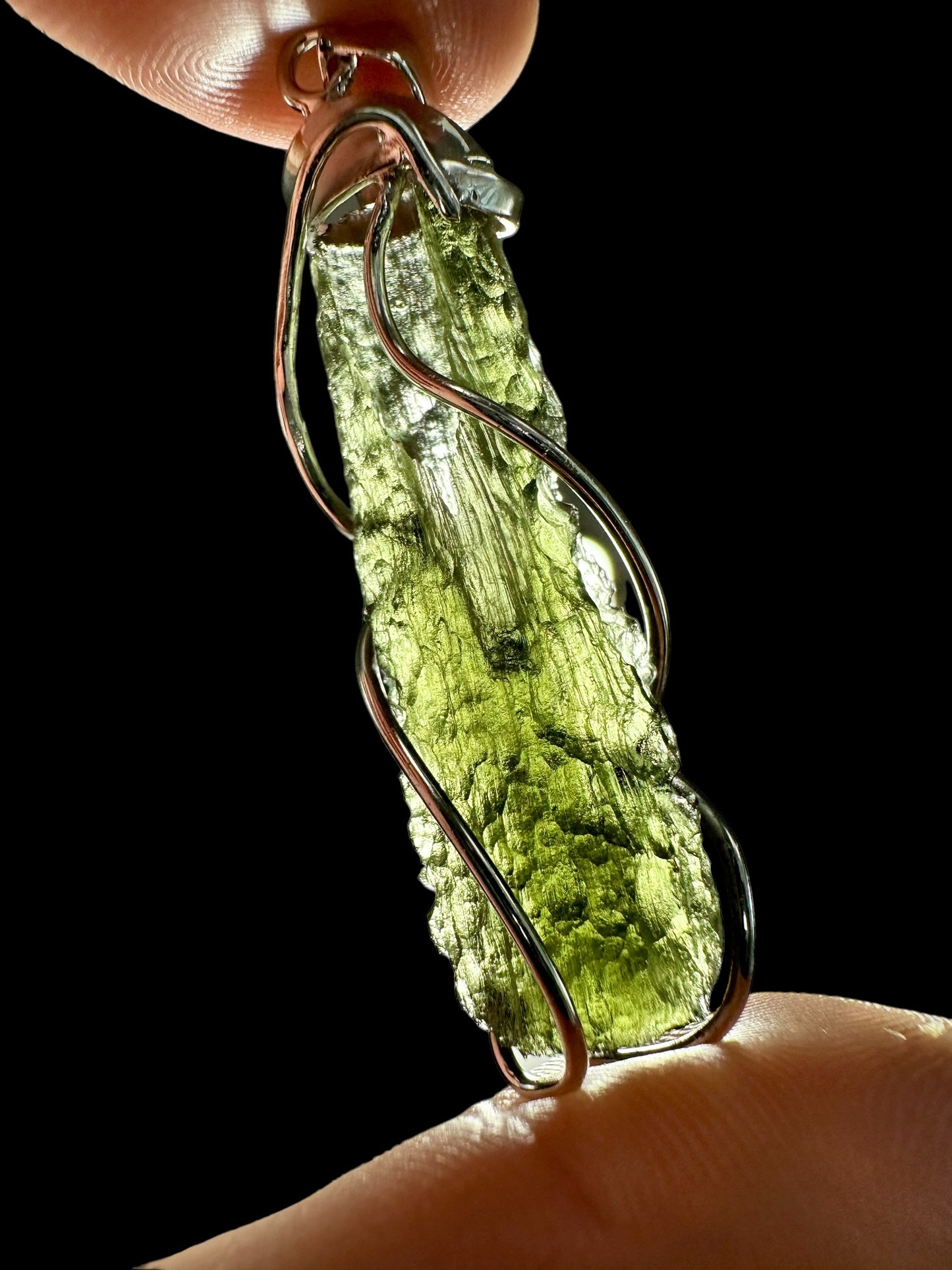 Pendente in argento con Moldavite – SP/V049