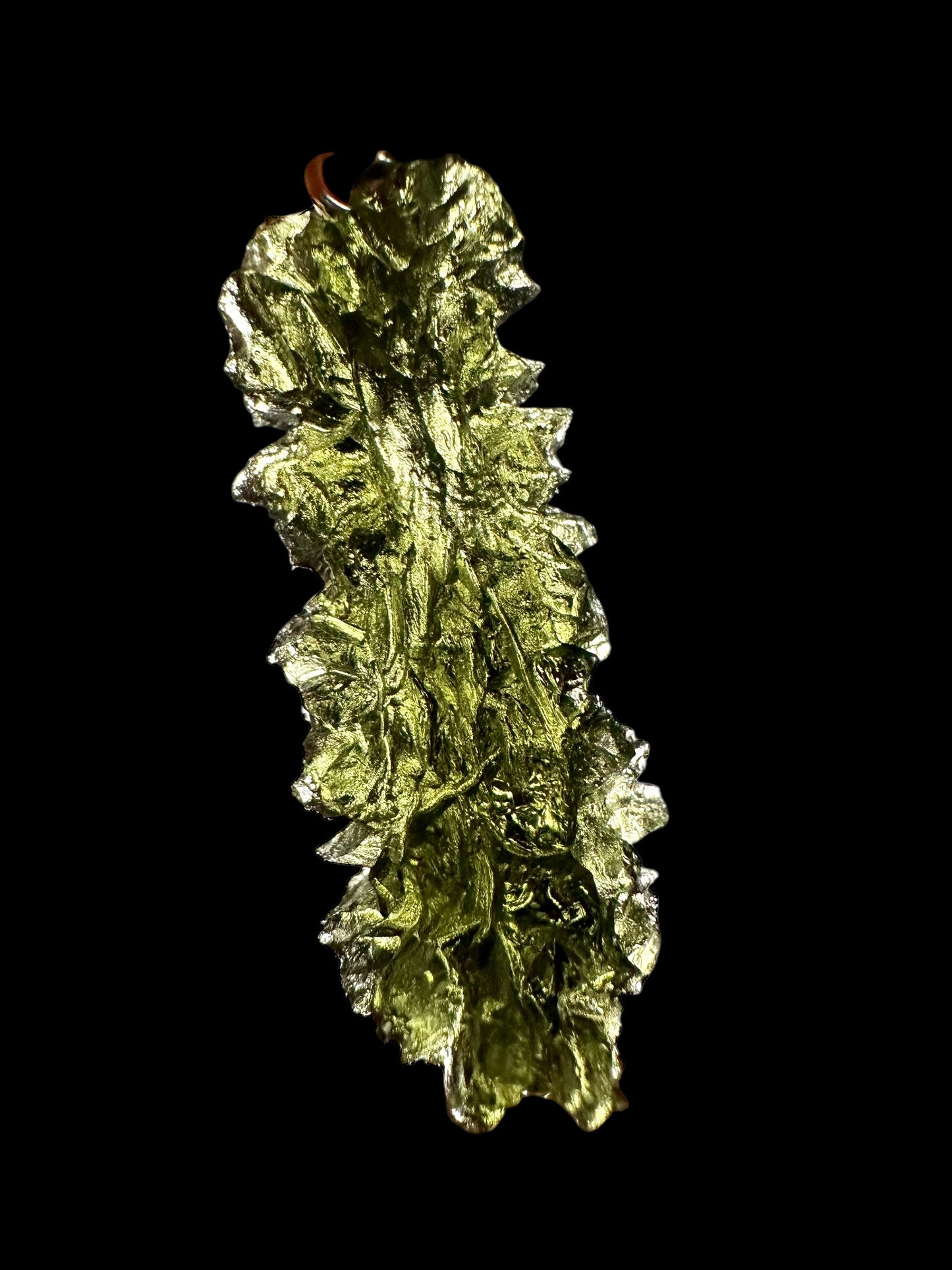 Silver moldavite pendant – Besednice Jezkovna
