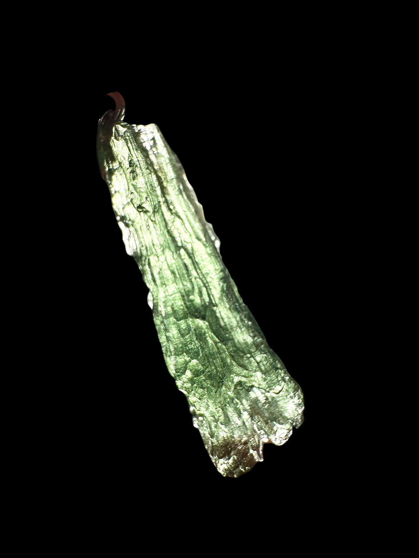 Silver moldavite pendant