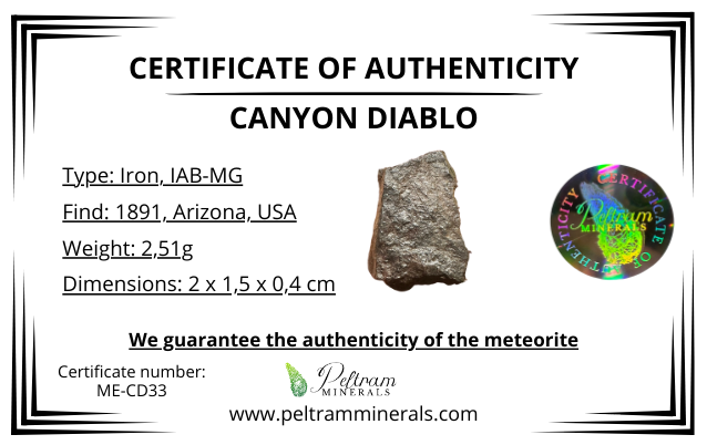 Meteorite Canyon Diablo – Arizona, USA – MECD33