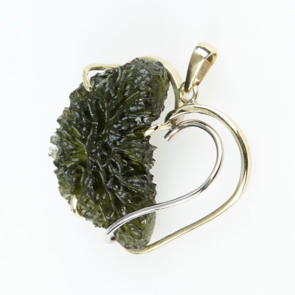 Pendente in oro con a moldavite cuore 7783