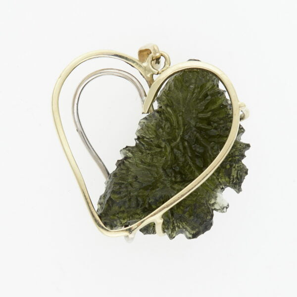 Pendente in oro con a moldavite cuore 7783