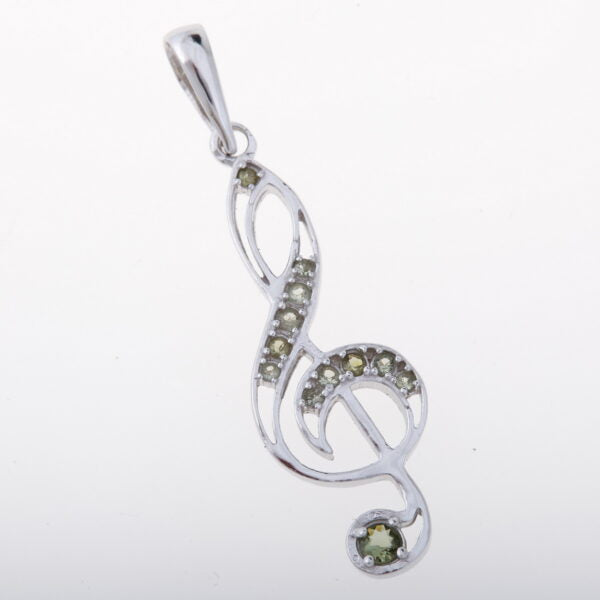 Pendente in argento con moldaviti – treble clef 1172