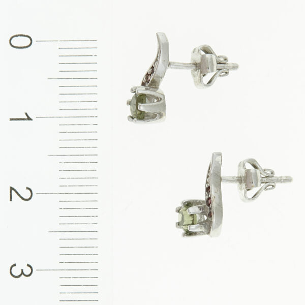 Orecchini in argento con moldaviti e granati 2118-2