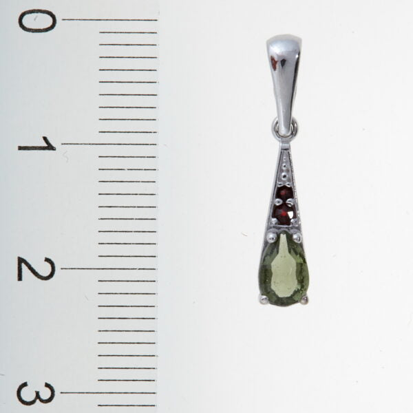 Pendente in oro con moldavite e granati 1002WG