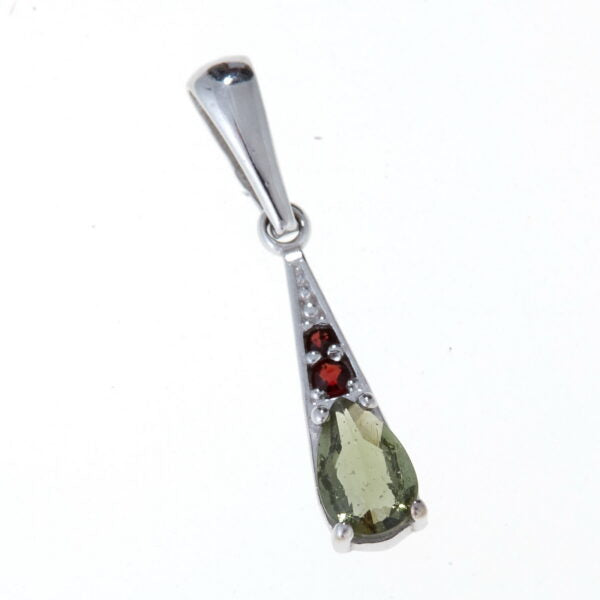 Pendente in oro con moldavite e granati 1002WG