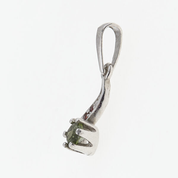 Pendente in argento con moldavite e granati 1118