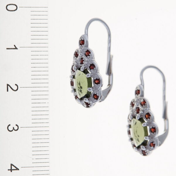 Orecchini in argento con moldaviti e granati 2039-4