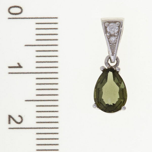 Pendente in argento con moldavite e zirconi 1019