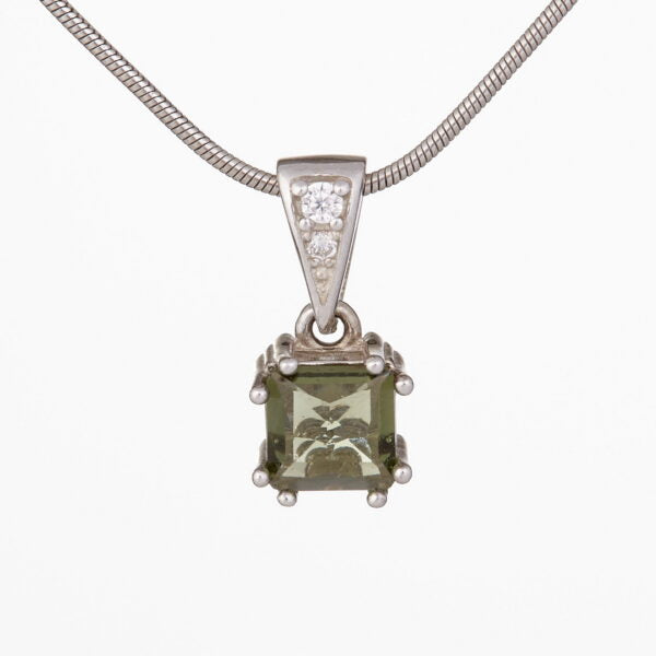 Pendente in argento con moldavite e zirconi 1020Z