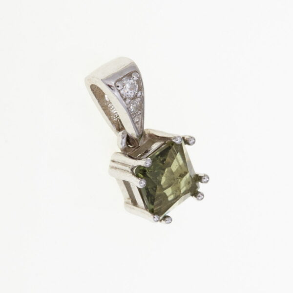 Pendente in argento con moldavite e zirconi 1020Z