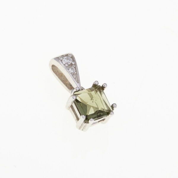 Pendente in argento con moldavite e zirconi 1020Z