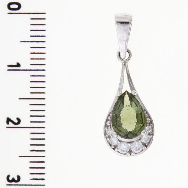 Pendente in argento con moldavite e zirconi 1064