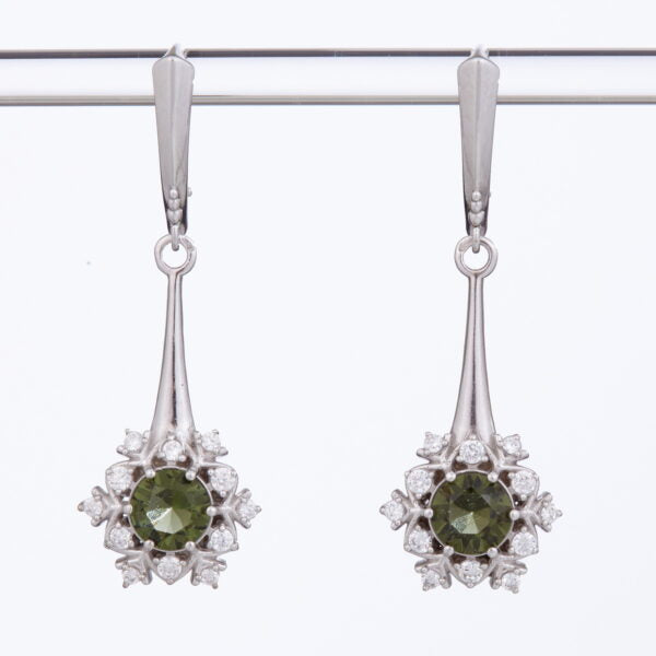 Orecchini in argento con moldaviti e zirconi 2014-4