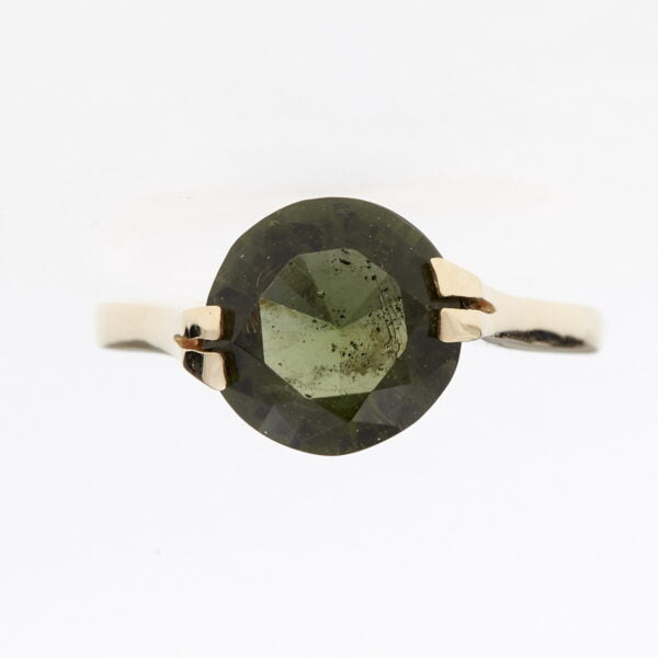 Anello d'oro con moldavite 3186