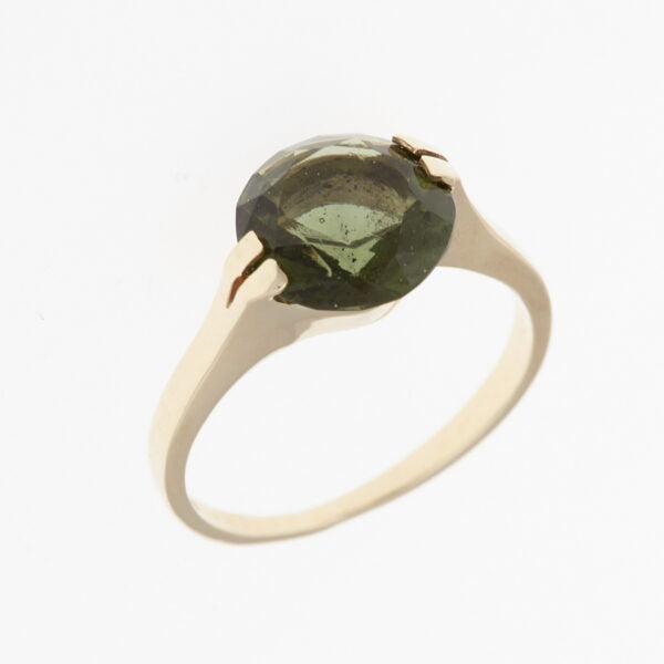 Anello d'oro con moldavite 3186