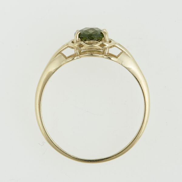 Anello d'oro con moldavite 3422