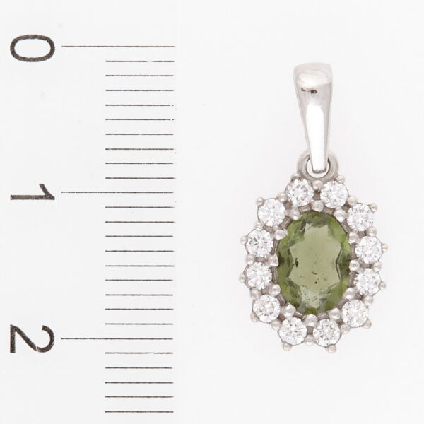Pendente in oro con moldavite e diamanti 1075WG