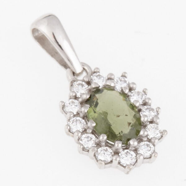 Pendente in oro con moldavite e diamanti 1075WG