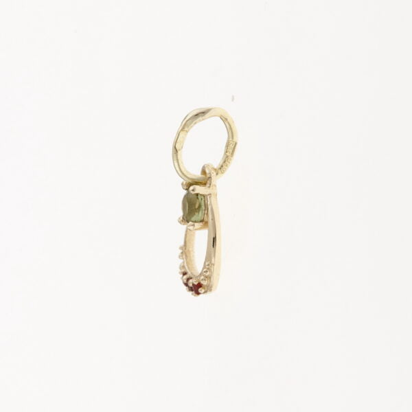 Pendente in oro con moldavite e granati 07