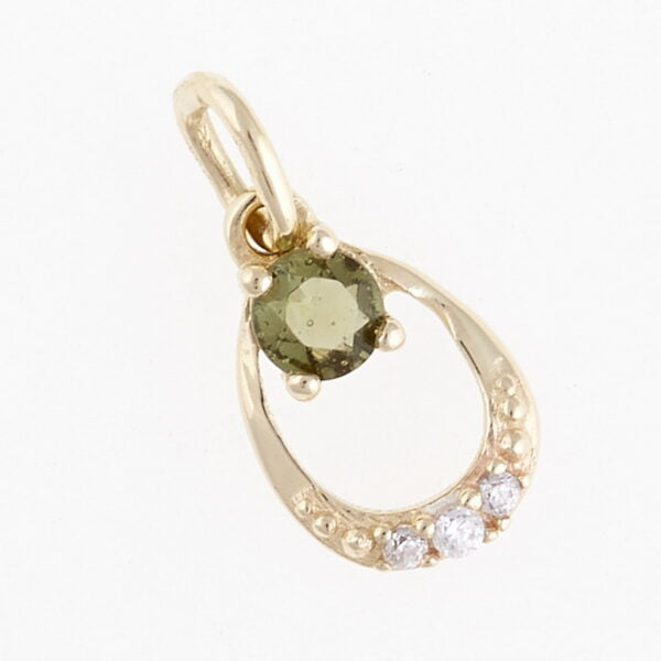 Pendente in oro con moldavite e zirconi 07