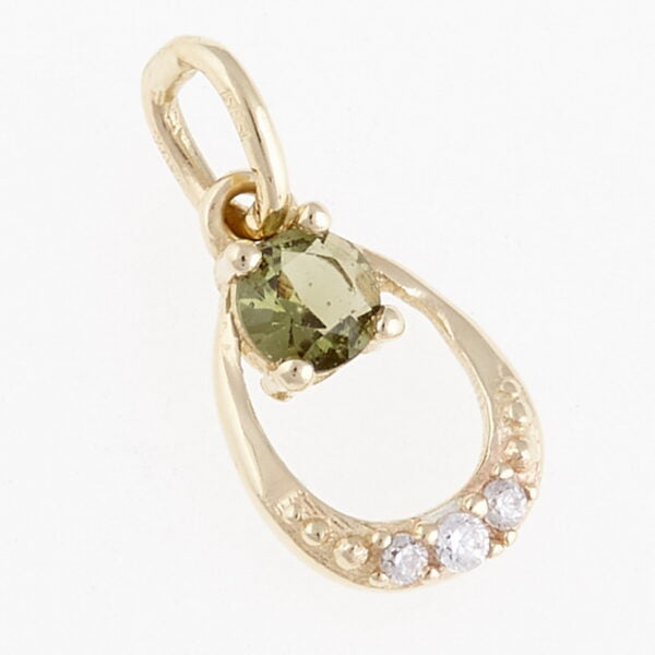 Pendente in oro con moldavite e zirconi 07