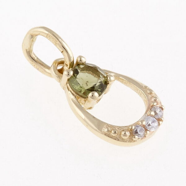 Pendente in oro con moldavite e zirconi 07