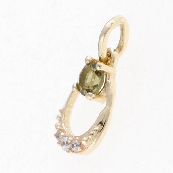 Pendente in oro con moldavite e zirconi 07