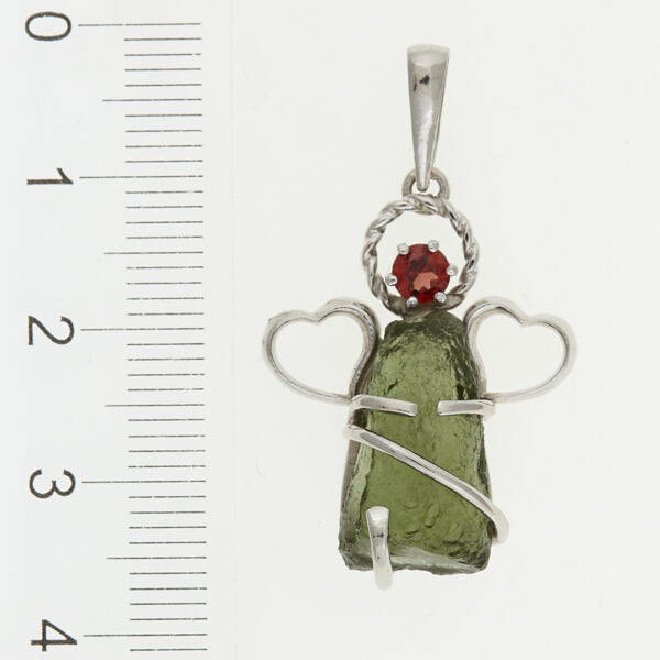 Pendente in argento con moldavite e granato – angel 7297