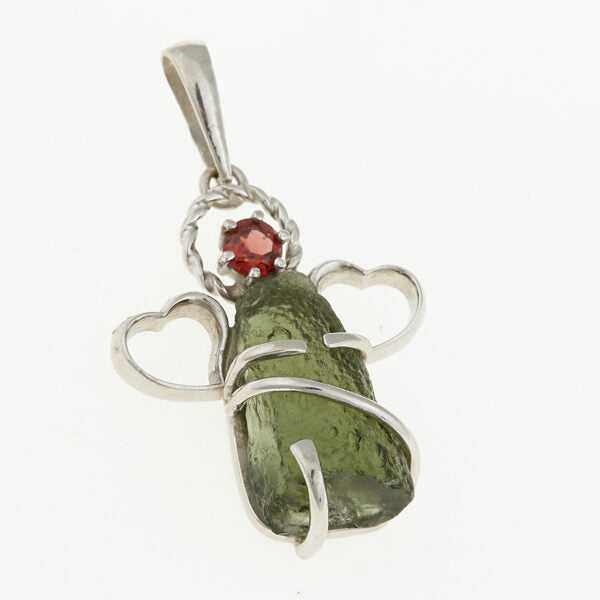 Pendente in argento con moldavite e granato – angel 7297