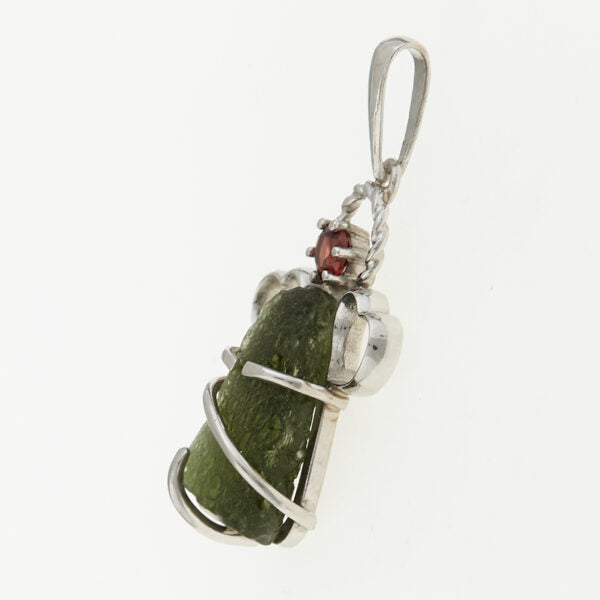 Pendente in argento con moldavite e granato – angel 7297