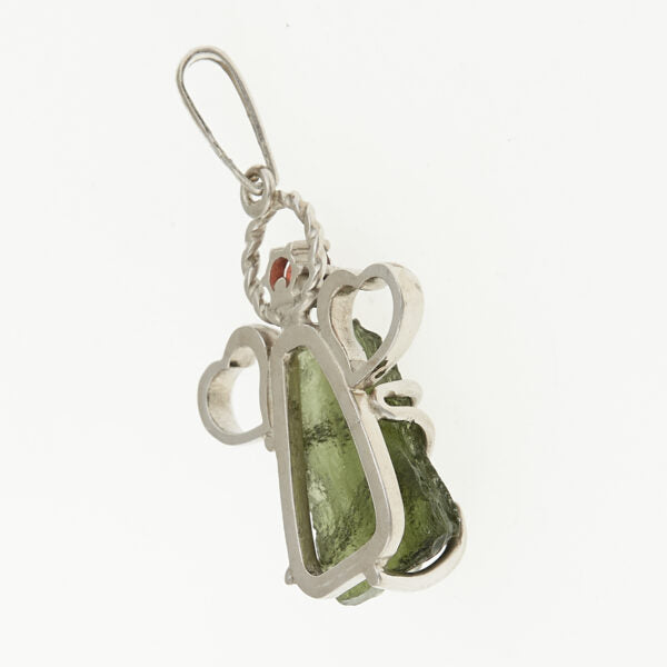 Pendente in argento con moldavite e granato – angel 7297