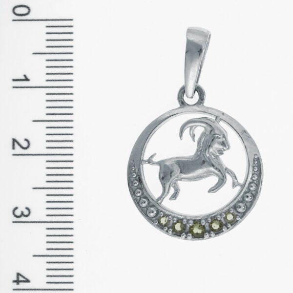 Segno zodiacale in argento con moldaviti – Capricorn