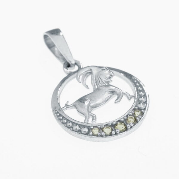 Segno zodiacale in argento con moldaviti – Capricorn