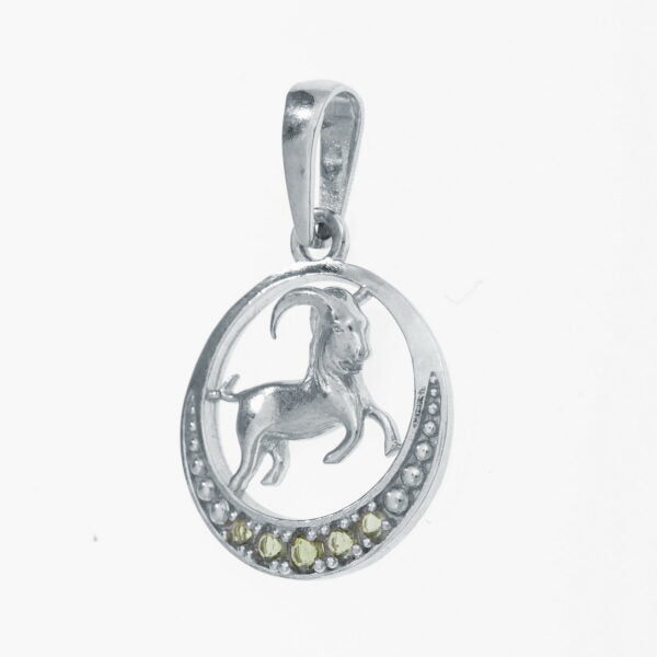 Segno zodiacale in argento con moldaviti – Capricorn