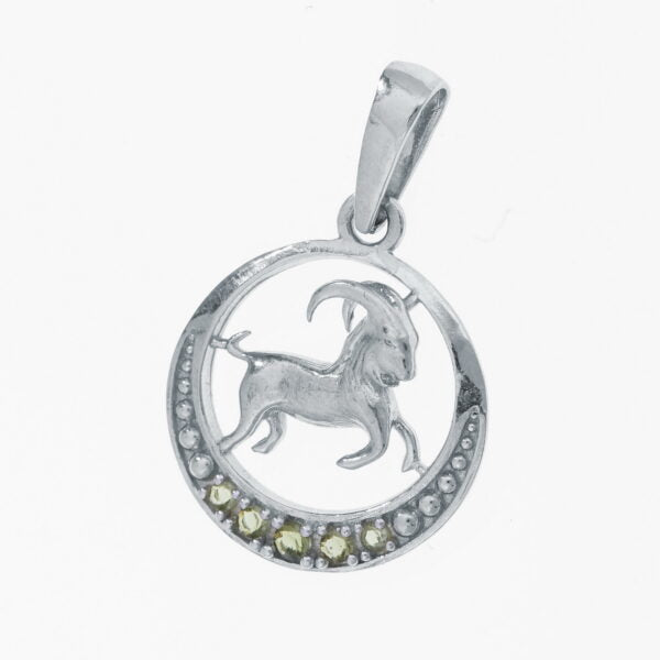 Segno zodiacale in argento con moldaviti – Capricorn
