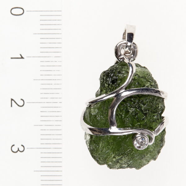 Pendente in argento con moldavite e zirconi 7850