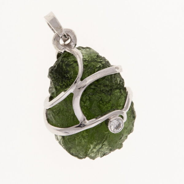 Pendente in argento con moldavite e zirconi 7850