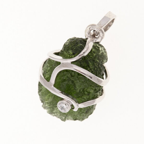 Pendente in argento con moldavite e zirconi 7850