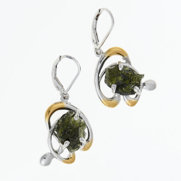 Orecchini in argento con natural moldaviti 9713