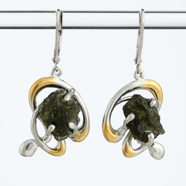 Orecchini in argento con natural moldaviti 9713