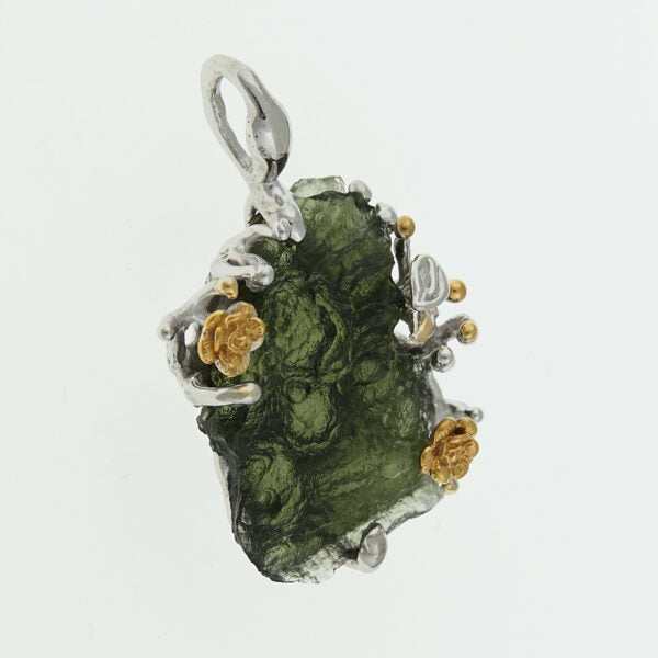 Pendente in argento con moldavite 9717