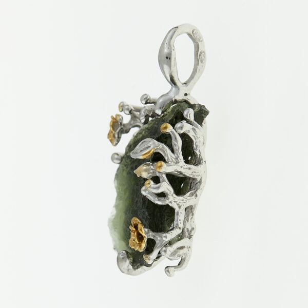 Pendente in argento con moldavite 9717