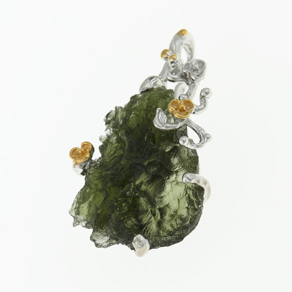 Pendente in argento con moldavite 9718