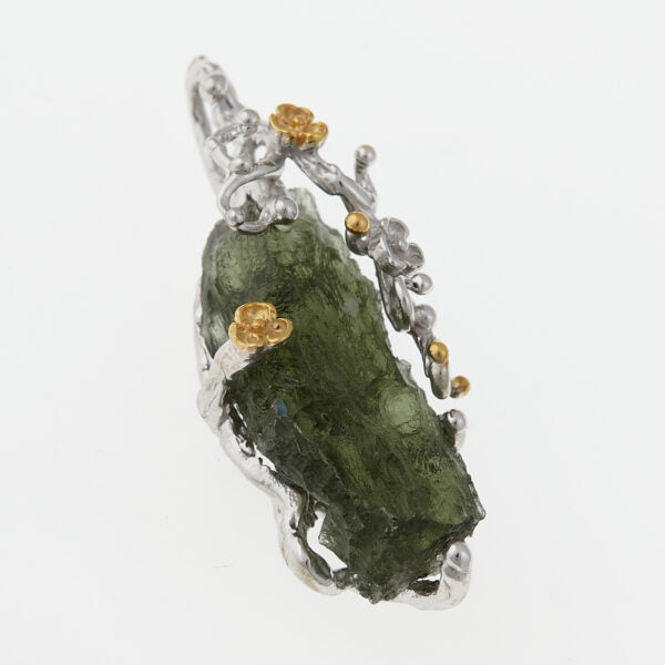 Pendente in argento con moldavite 9719