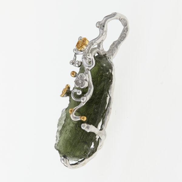Pendente in argento con moldavite 9719