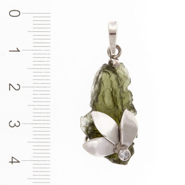 Pendente in argento con moldavite e zirconi 7975