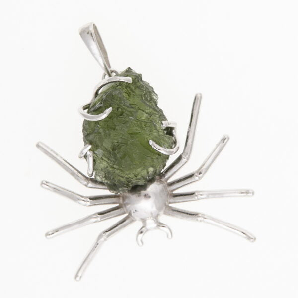 Pendente in argento con moldavite – spider 8652