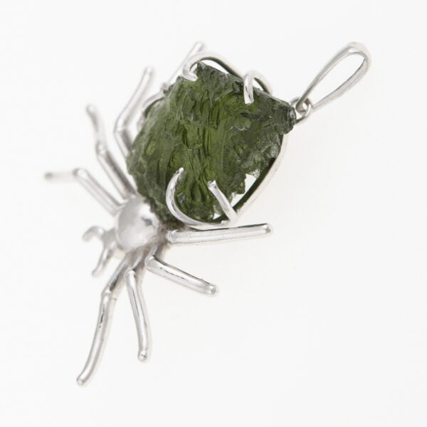 Pendente in argento con moldavite – spider 8652