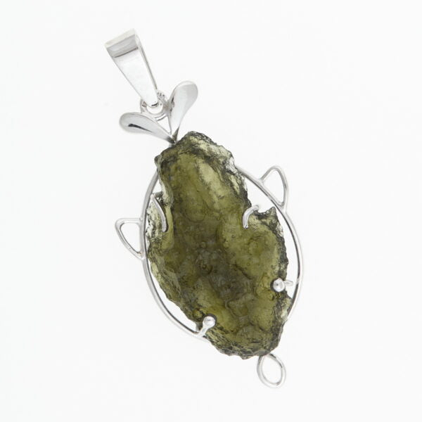 Pendente in argento con moldavite – fish 7805